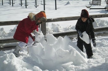 Whitby Students building a snow structure on a Snow Day Whitby Students building a snow structure on a Snow Day
